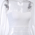 Wholesale White Color Rib Basic Strapless Crop Top  Sexy